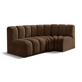 Meridian Furniture Arc Brown Velvet Modular 3pc Sofa