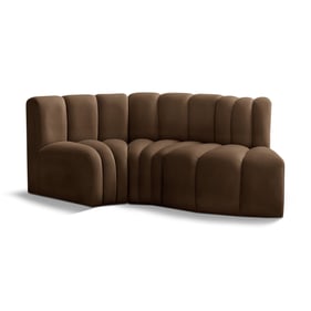 Meridian Furniture Arc Brown Velvet 3pc Sofa