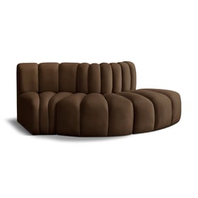 Meridian Furniture Arc Brown Velvet Foam 3pc Modular Sofa