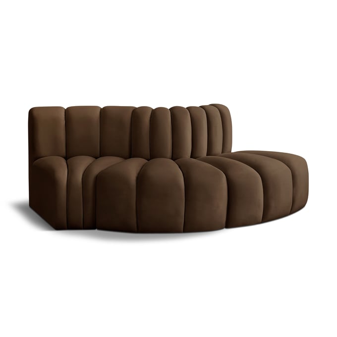 Meridian Furniture Arc Brown Velvet Foam 3pc Modular Sofa MRD-103BROWN-S3E