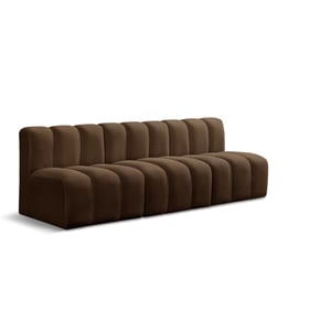 Meridian Furniture Arc Brown Velvet Armless 3pc Modular Sofa