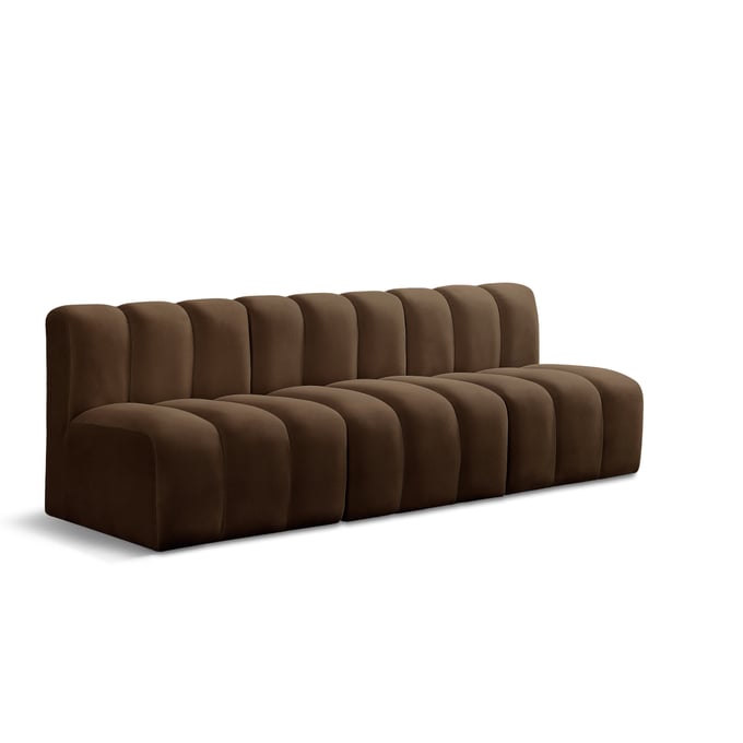 Meridian Furniture Arc Brown Velvet Armless 3pc Modular Sofa MRD-103BROWN-S3F