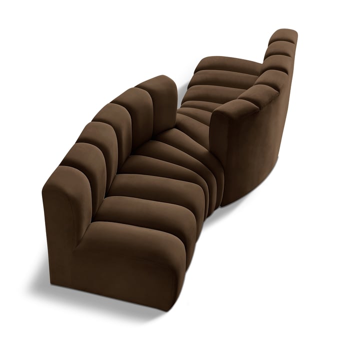 Meridian Furniture Arc Brown Velvet 4pc Sofa Sectional MRD-103BROWN-S4A