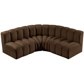 Meridian Furniture Arc Brown Velvet 4pc Modular Sofa Sectional