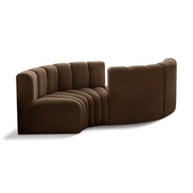 Meridian Furniture Arc Brown Velvet Modular 4pc Sofa Sectional