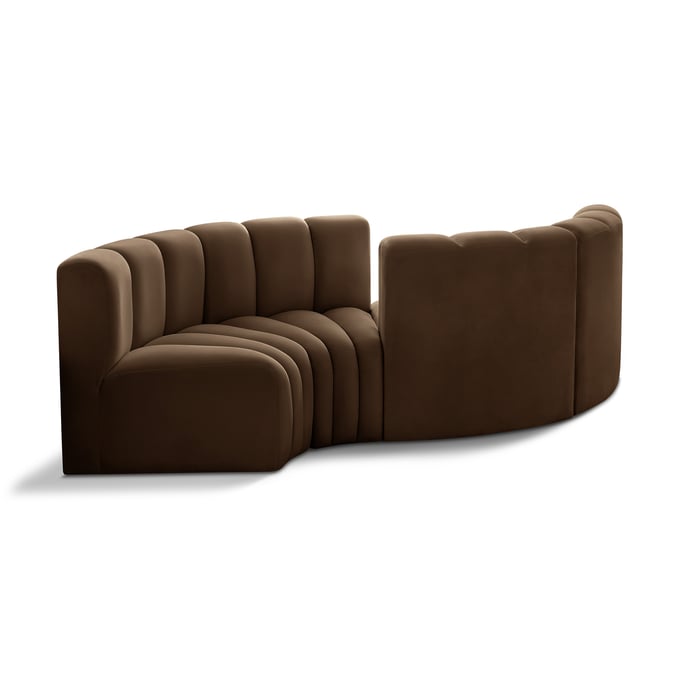 Meridian Furniture Arc Brown Velvet Modular 4pc Sofa Sectional MRD-103BROWN-S4F