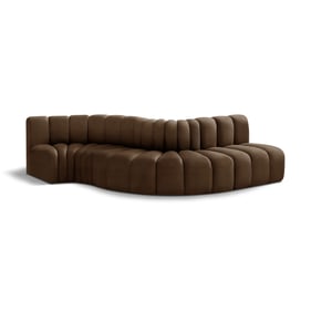 Meridian Furniture Arc Brown Velvet 5pc Modular Curved Sectional