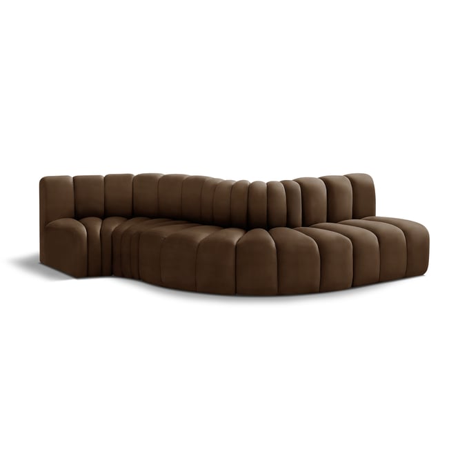 Meridian Furniture Arc Brown Velvet 5pc Modular Curved Sectional MRD-103BROWN-S5B