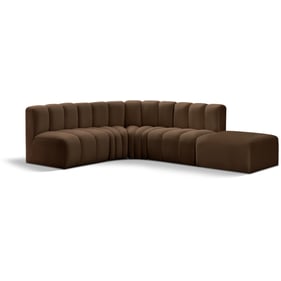 Meridian Furniture Arc Brown Velvet 5pc Modular Sectional