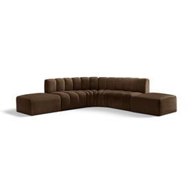 Meridian Furniture Arc Brown Velvet 6pc Sofa Sectional