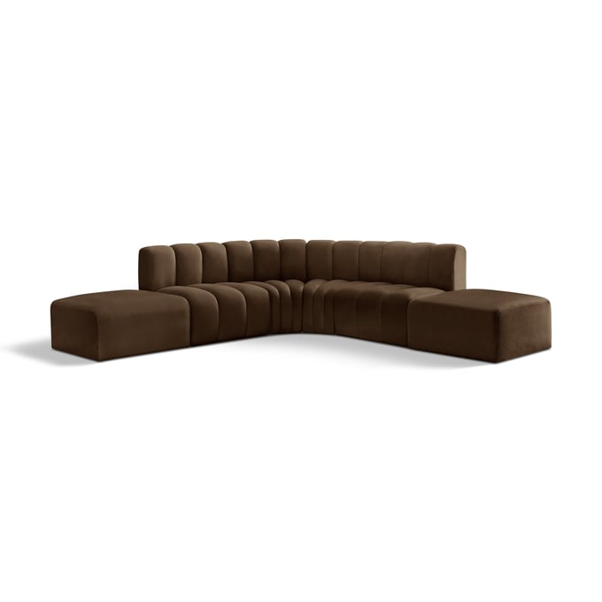 Meridian Furniture Arc Brown Velvet 6pc Sofa Sectional MRD-103BROWN-S6C