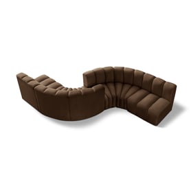 Meridian Furniture Arc Brown Velvet 6pc Modular Curved Sectional