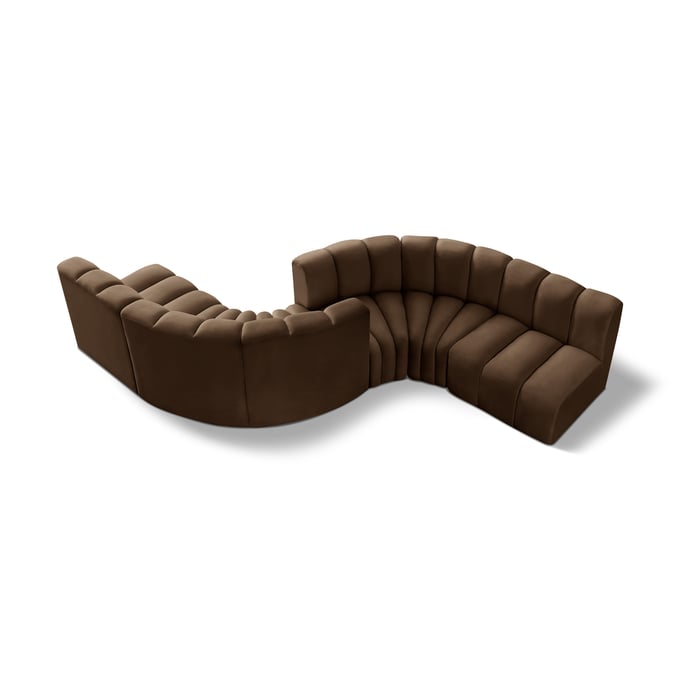 Meridian Furniture Arc Brown Velvet 6pc Modular Curved Sectional MRD-103BROWN-S6D