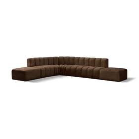 Meridian Furniture Arc Brown Velvet Modular 7pc Sofa Sectional