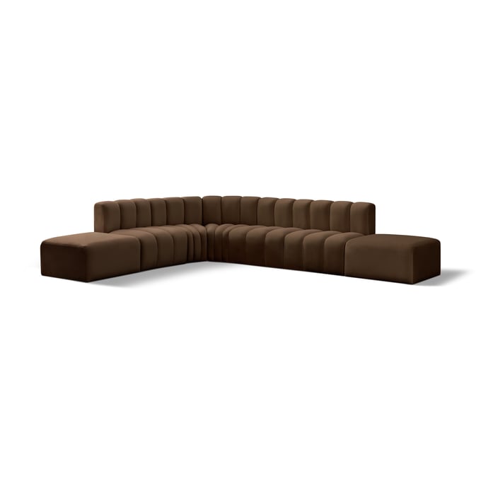 Meridian Furniture Arc Brown Velvet Modular 7pc Sofa Sectional MRD-103BROWN-S7A