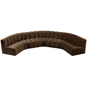 Meridian Furniture Arc Brown Velvet Curved 7pc Modular Sectional