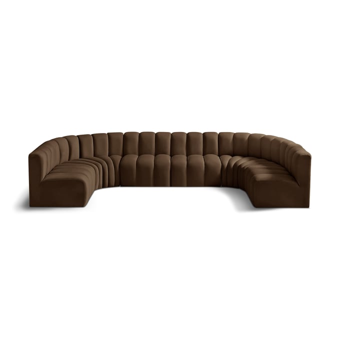 Meridian Furniture Arc Brown Velvet 8pc Modular Sofa Sectional MRD-103BROWN-S8A