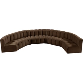 Meridian Furniture Arc Brown Velvet 8pc Curved Modular Sectional