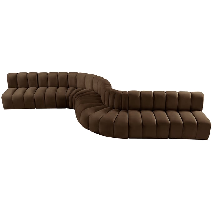 Meridian Furniture Arc Brown Velvet 8pc Modular Sectional MRD-103BROWN-S8C