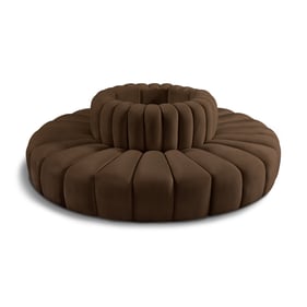 Meridian Furniture Arc Brown Velvet Round 8pc Modular Sectional