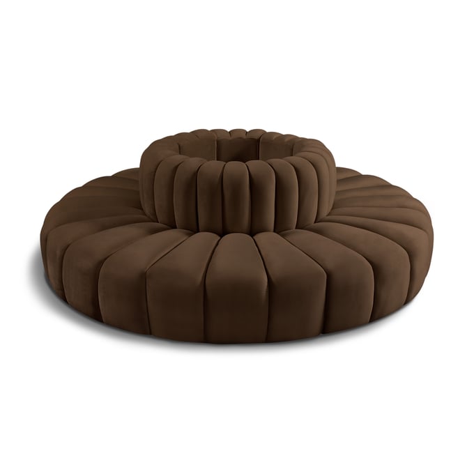 Meridian Furniture Arc Brown Velvet Round 8pc Modular Sectional MRD-103BROWN-S8D