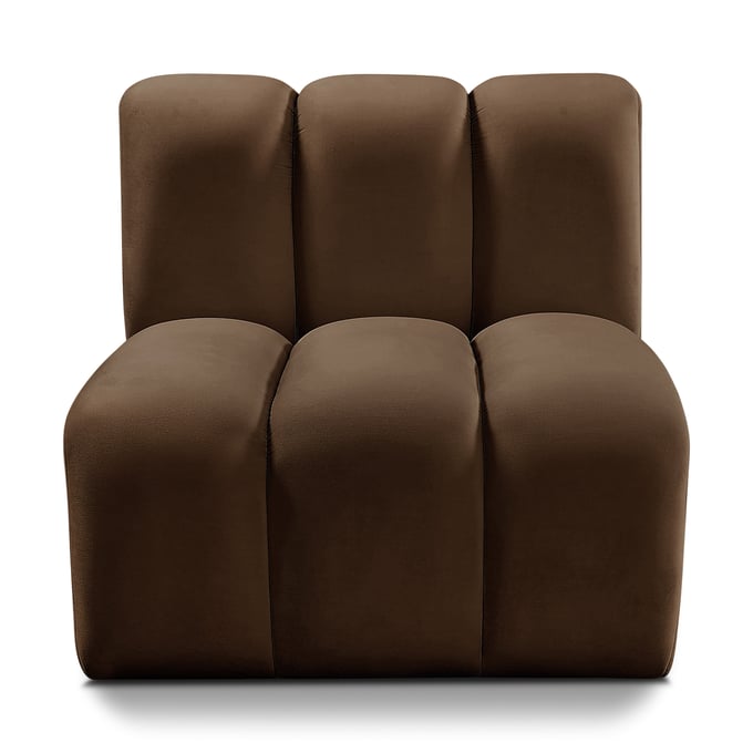 Meridian Furniture Arc Brown Velvet Straight Chair MRD-103BROWN-ST