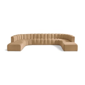 Meridian Furniture Arc Camel Velvet 10pc Modular Sectional