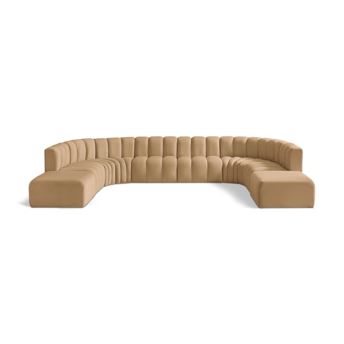 Meridian Furniture Arc Camel Velvet 10pc Modular Sectional MRD-103CAMEL-S10A