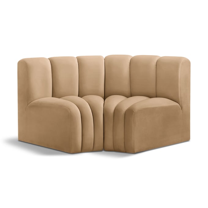 Meridian Furniture Arc Camel Velvet Modular Sofa MRD-103CAMEL-S2B