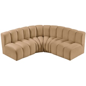 Meridian Furniture Arc Camel Velvet 4pc Modular Sofa Sectional