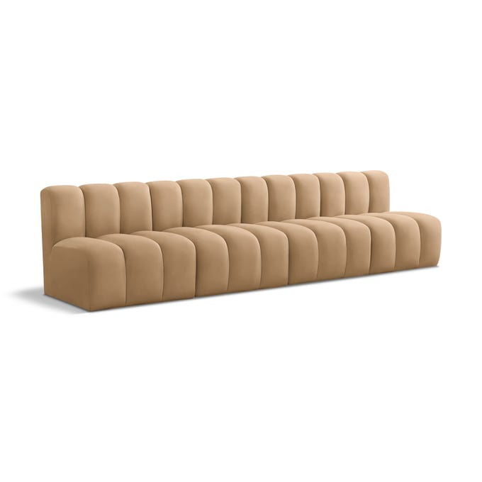 Meridian Furniture Arc Camel Velvet Armless 4pc Sofa Sectional MRD-103CAMEL-S4E