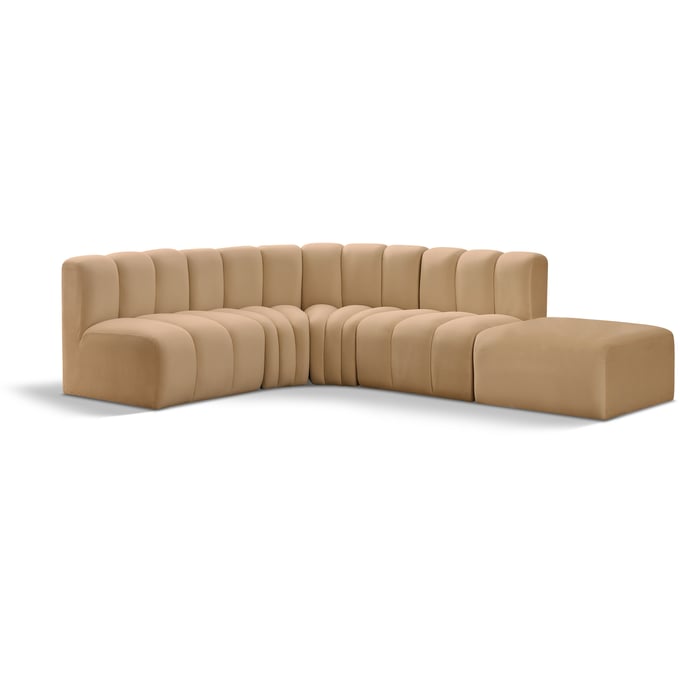 Meridian Furniture Arc Camel Velvet 5pc Modular Sectional MRD-103CAMEL-S5C