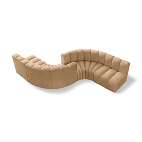 Meridian Furniture Arc Camel Velvet 6pc Modular Curved Sectional