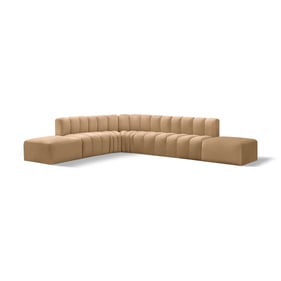 Meridian Furniture Arc Camel Velvet Modular 7pc Sofa Sectional