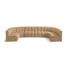 Meridian Furniture Arc Camel Velvet 8pc Modular Sofa Sectional