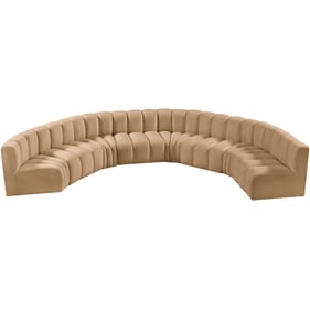 Meridian Furniture Arc Camel Velvet 8pc Curved Modular Sectional