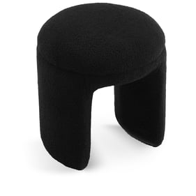 Meridian Furniture Bowen Black Faux Shearling Stool Ottoman