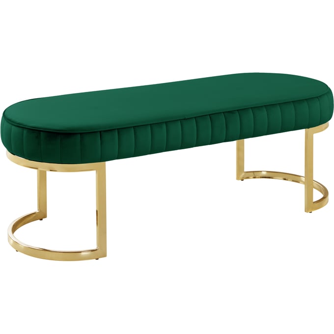 Meridian Furniture Lemar Green Velvet Bench MRD-106GREEN