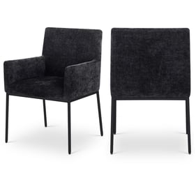 2 Meridian Furniture Reeves Black Chenille Fabric Dining Chairs