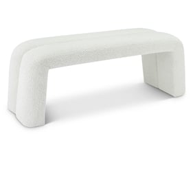 Meridian Furniture Arc Cream Boucle Fabric Bench