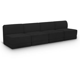 Meridian Furniture Ollie Black Boucle Fabric 4pc Armless Sofa