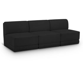 Meridian Furniture Ollie Black Boucle Fabric 3pc Armless Sofa