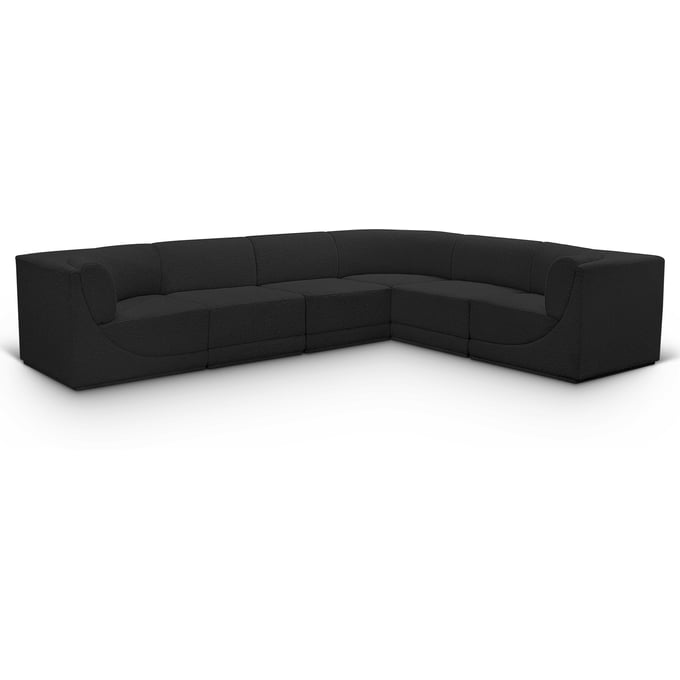 Meridian Furniture Ollie Black Boucle 6pc Modular Arm Sectional MRD-118BLACK-SEC6C