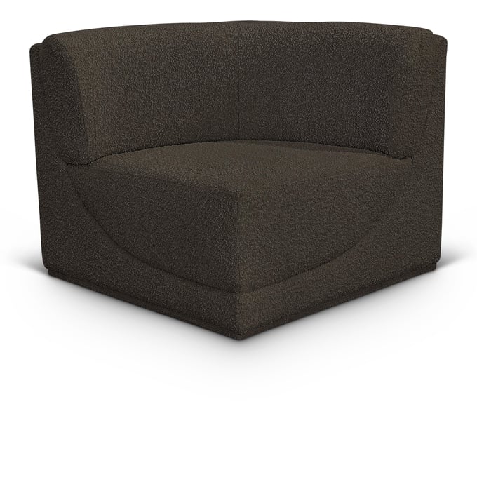 Meridian Furniture Ollie Brown Boucle Fabric Corner Chair MRD-118BROWN-CORNER