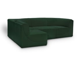 Meridian Furniture Ollie Green Boucle Fabric 4pc Modular Sectional