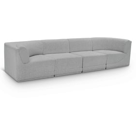 Meridian Furniture Ollie Grey Boucle Fabric 4pc Modular Sofa