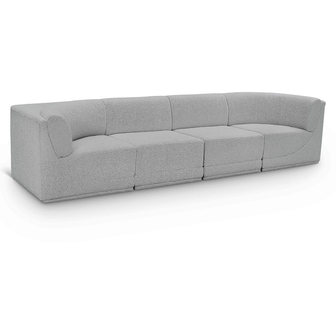 Meridian Furniture Ollie Grey Boucle Fabric 4pc Modular Sofa MRD-118GREY-S128