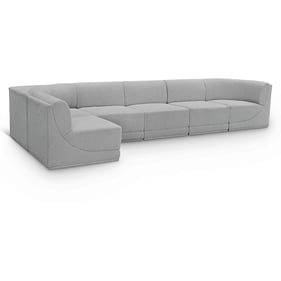 Meridian Furniture Ollie Grey Boucle Fabric 6pc Modular Sectional