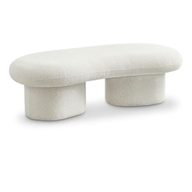 Meridian Furniture Luka Cream Boucle Fabric Bench