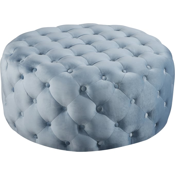 Design Edge Inverell  Sky Blue Velvet Ottoman DE-22609254